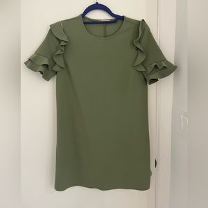 Zara crepe dress with zippers and ruffle